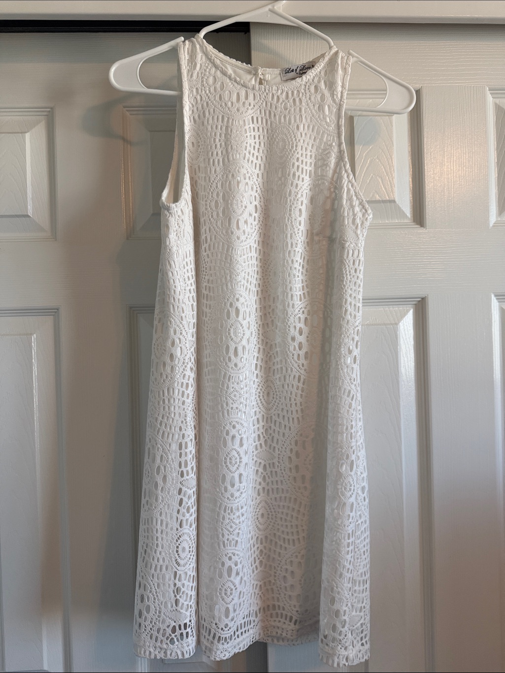 White Crochet A-Line Mini Dress